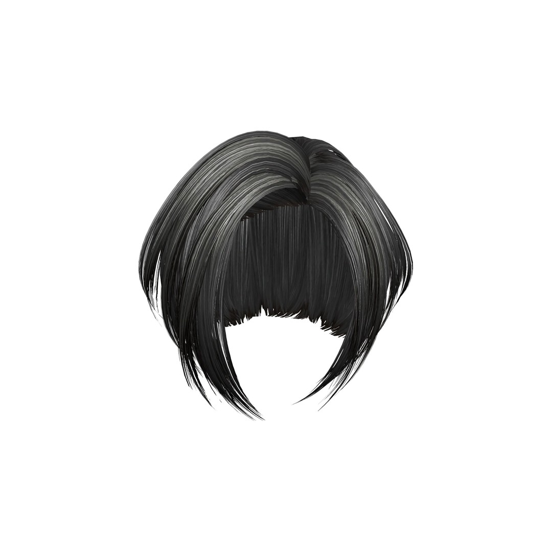 Modern Cut Straight Short Hair 3D Model – Low Poly Game Asset, FBX - View 4