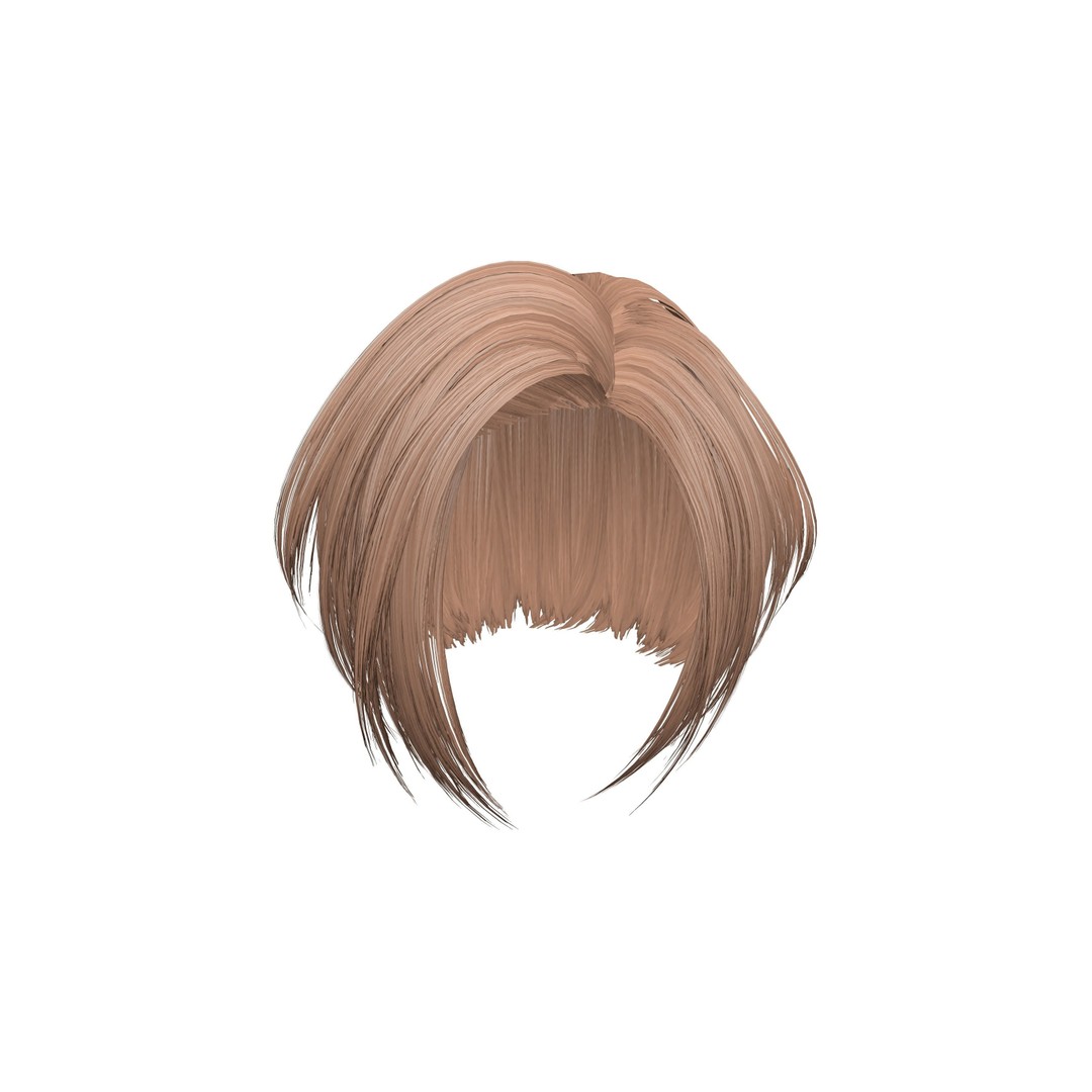 Modern Cut Straight Short Hair 3D Model – Low Poly Game Asset, FBX - View 5