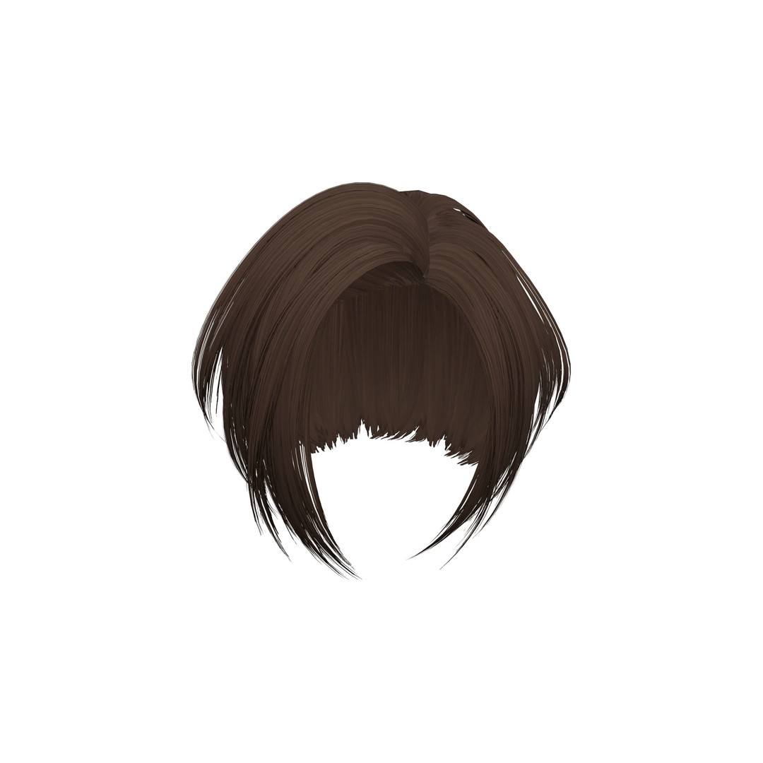 Modern Cut Straight Short Hair 3D Model – Low Poly Game Asset, FBX - View 6