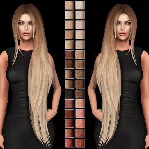 Female Hair 3D Model – Rigged Low-Poly Hairstyle for Games - View 2