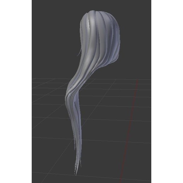 Female Hair 3D Model – Rigged Low-Poly Hairstyle for Games - View 3