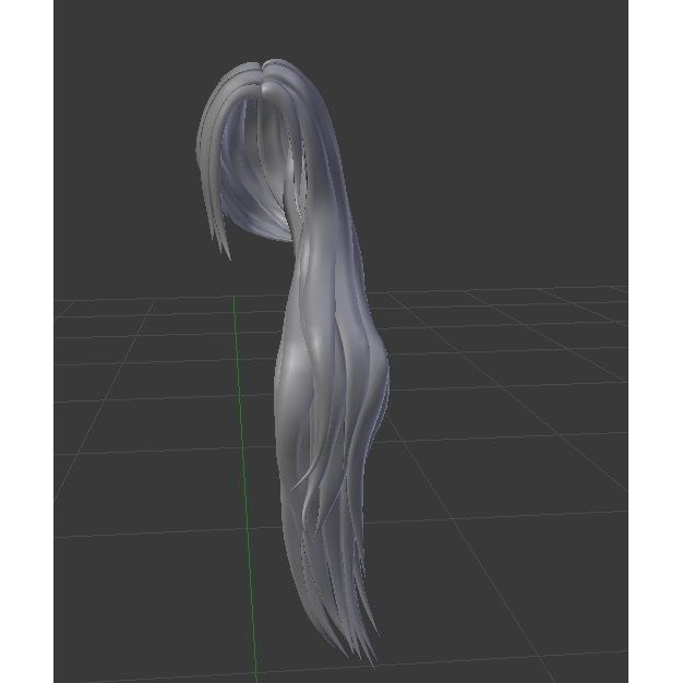 Female Hair 3D Model – Rigged Low-Poly Hairstyle for Games - View 4