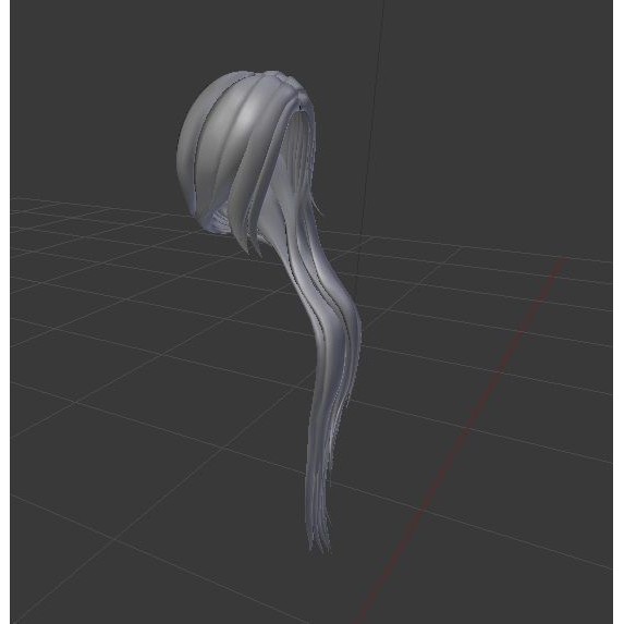 Female Hair 3D Model – Rigged Low-Poly Hairstyle for Games - View 5