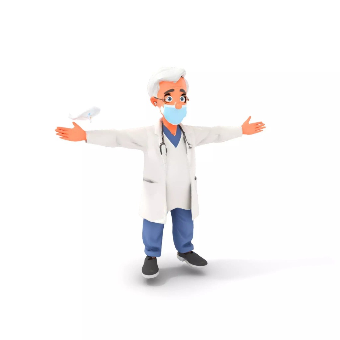 Animated Doctor Character 3D Model – Low-Poly Rigged Asset, FBX - View 17