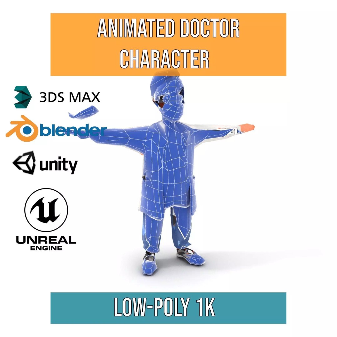 Animated Doctor Character 3D Model – Low-Poly Rigged Asset, FBX - View 18