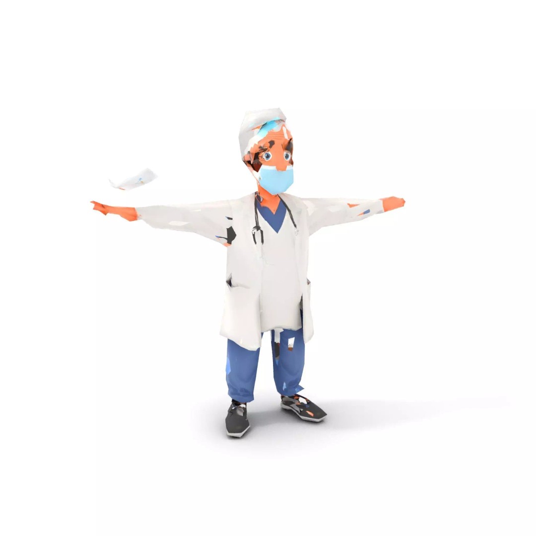 Animated Doctor Character 3D Model – Low-Poly Rigged Asset, FBX - View 33