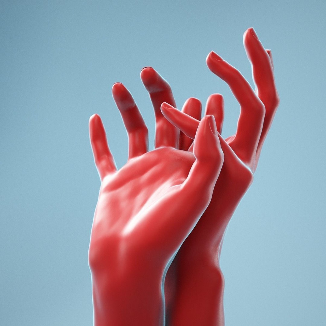 Gentle Pose Realistic Hand 3D Model – High Poly PBR Asset, FBX, OBJ