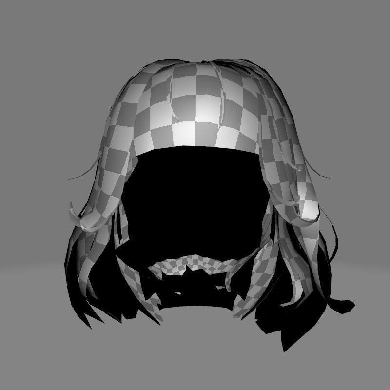 Short Hair 3D Model – Blunt Bangs Low-Poly Game Asset, FBX