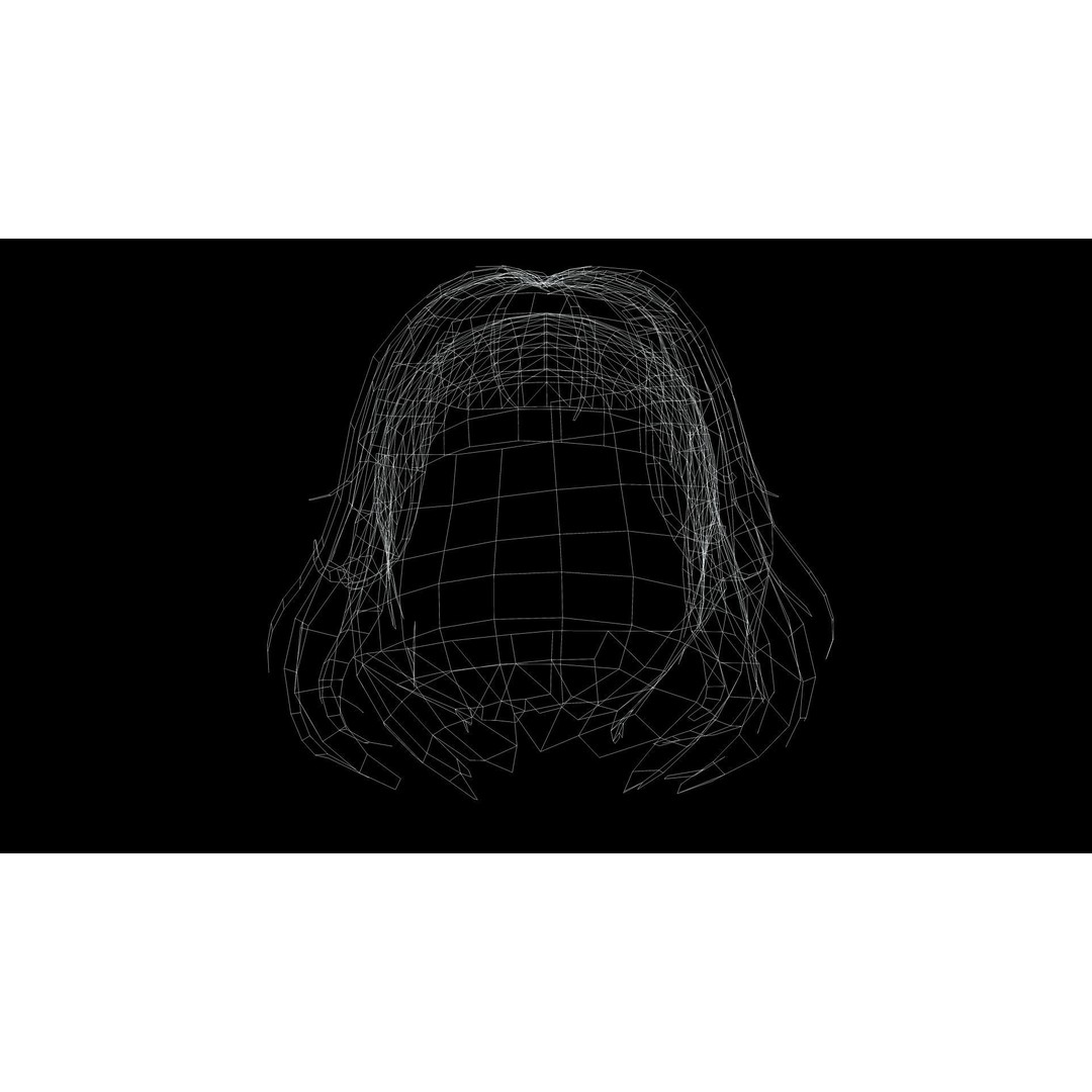 Short Hair 3D Model – Blunt Bangs Low-Poly Game Asset, FBX - View 12