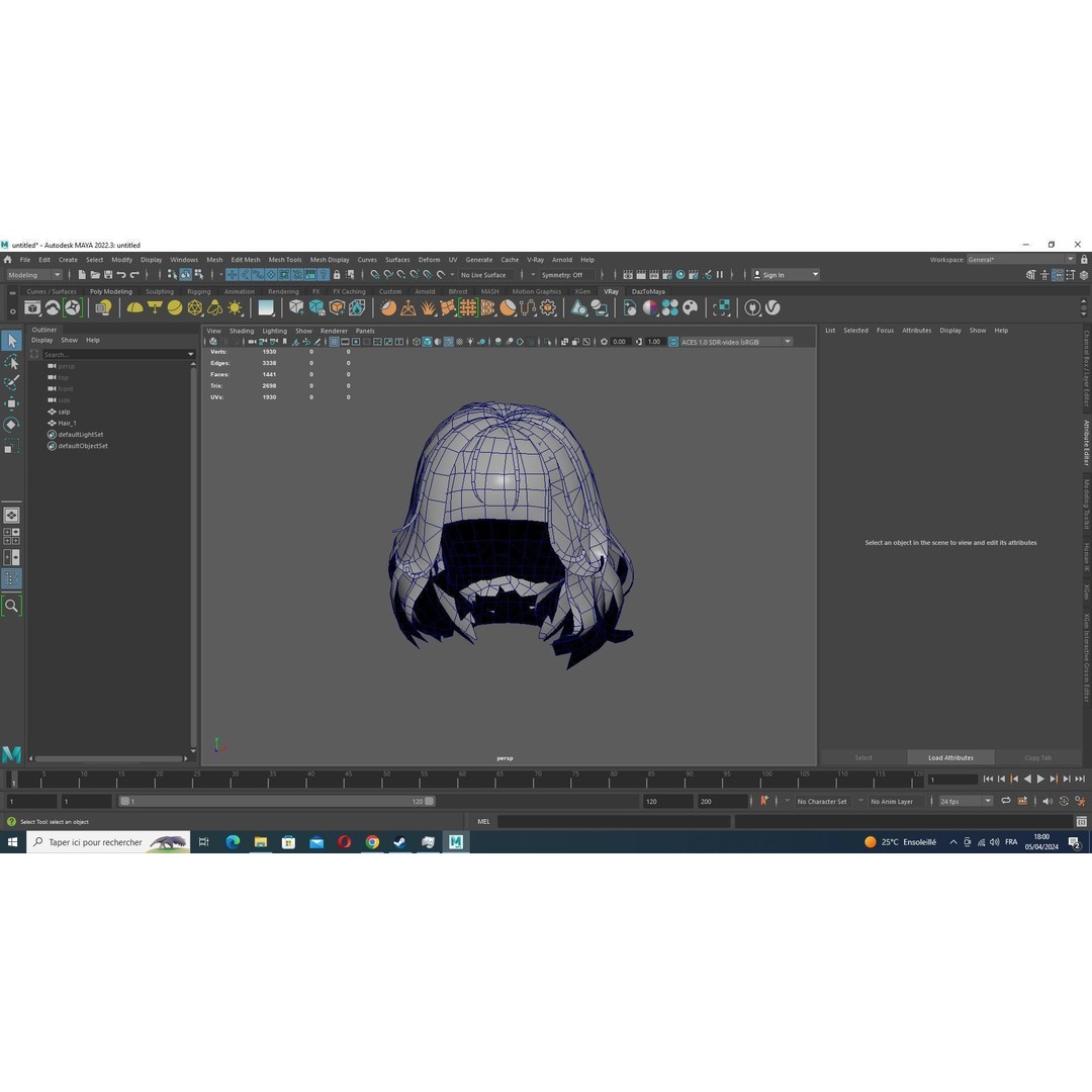 Short Hair 3D Model – Blunt Bangs Low-Poly Game Asset, FBX - View 14