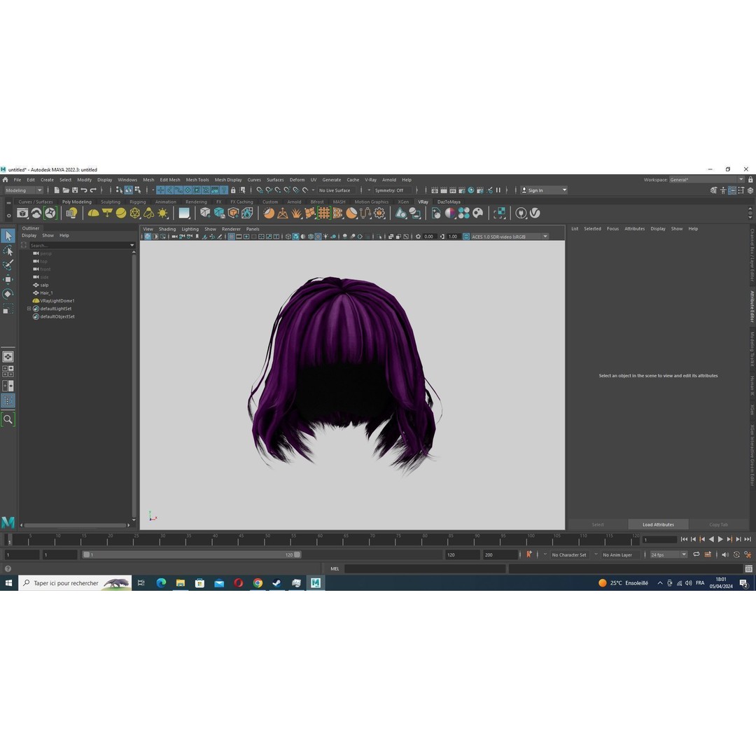 Short Hair 3D Model – Blunt Bangs Low-Poly Game Asset, FBX - View 15
