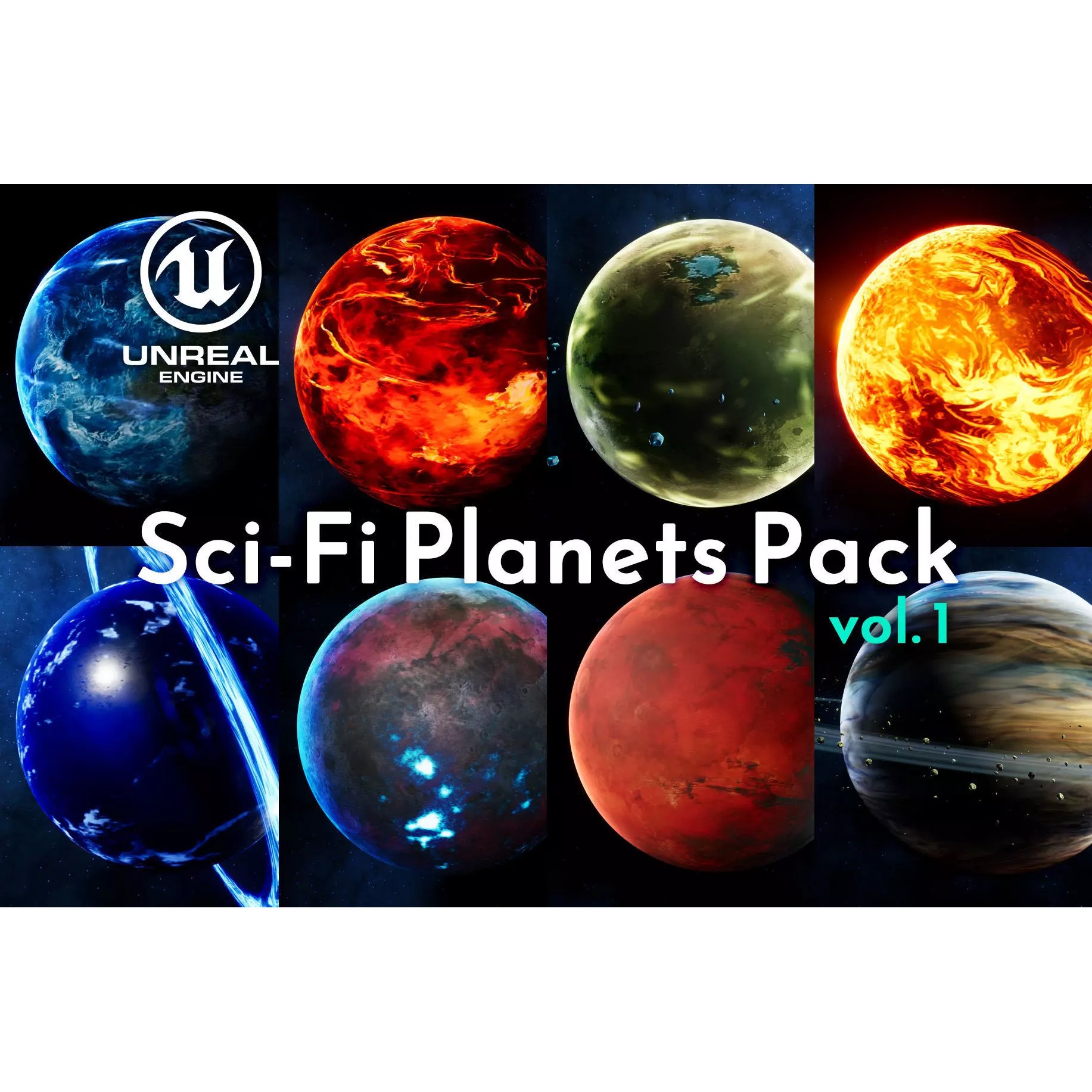 Sci-Fi Planets Pack - Low-Poly Game-Ready 3D Model - View 2
