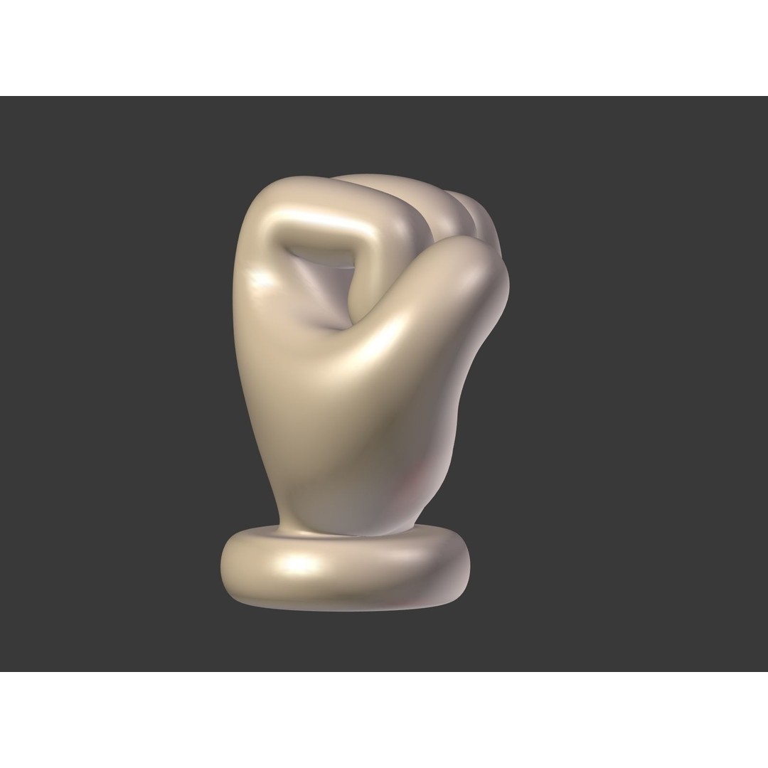 Cartoon Hand 3D Model – Low Poly Fist Icon with UV Mapping - View 11