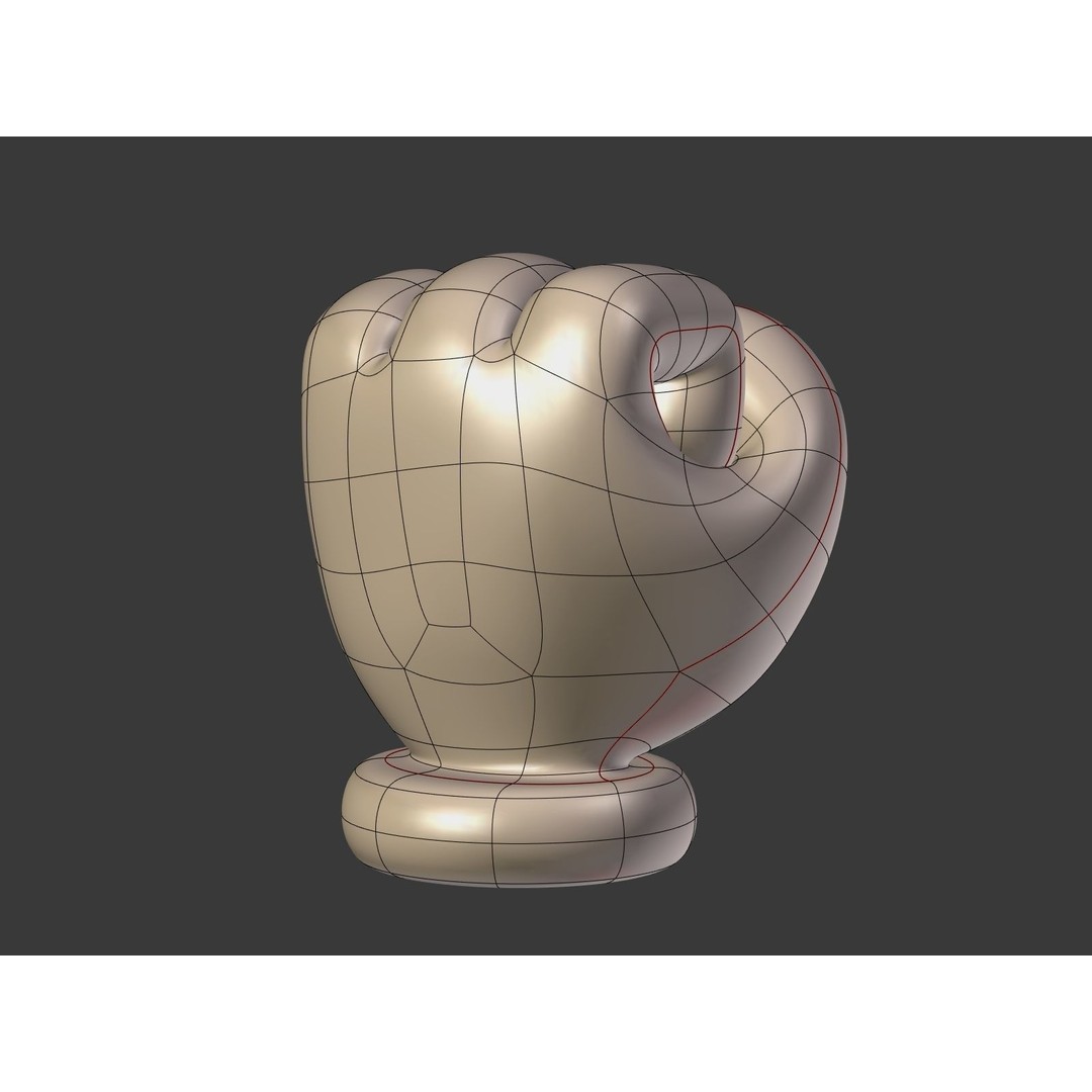 Cartoon Hand 3D Model – Low Poly Fist Icon with UV Mapping - View 12
