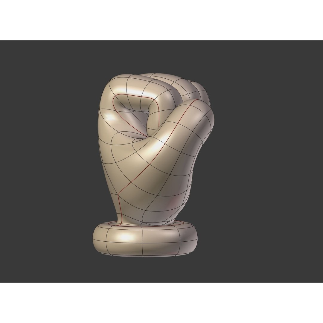 Cartoon Hand 3D Model – Low Poly Fist Icon with UV Mapping - View 13