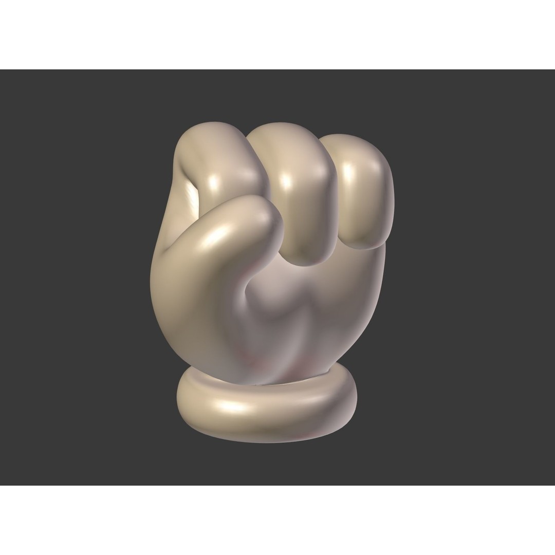 Cartoon Hand 3D Model – Low Poly Fist Icon with UV Mapping - View 14