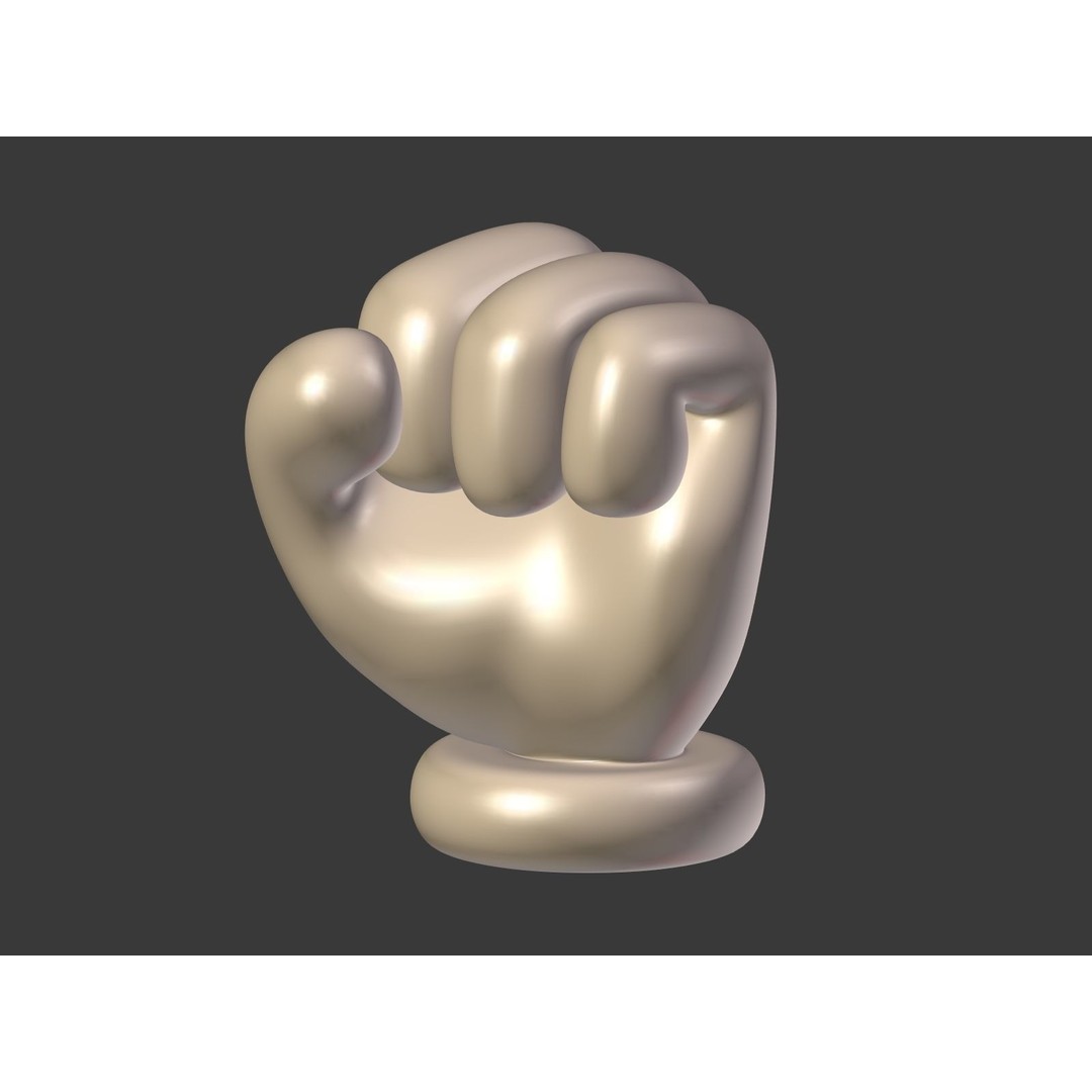 Cartoon Hand 3D Model – Low Poly Fist Icon with UV Mapping - View 17