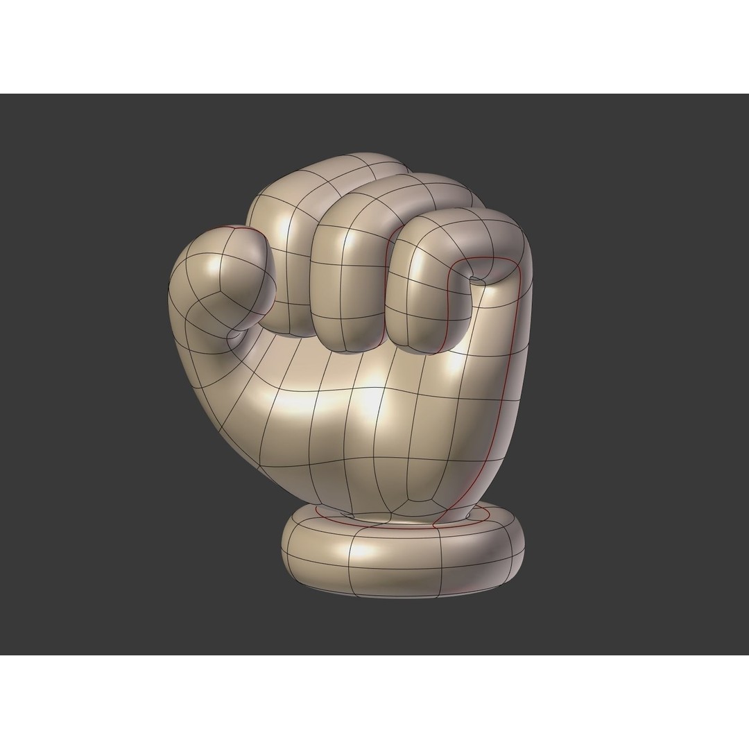 Cartoon Hand 3D Model – Low Poly Fist Icon with UV Mapping - View 18