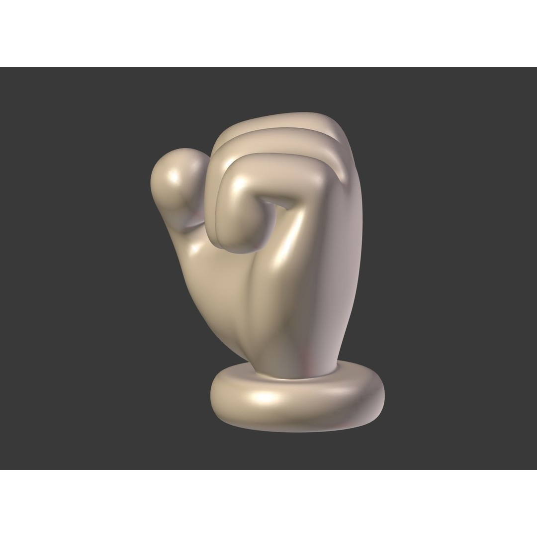Cartoon Hand 3D Model – Low Poly Fist Icon with UV Mapping - View 19