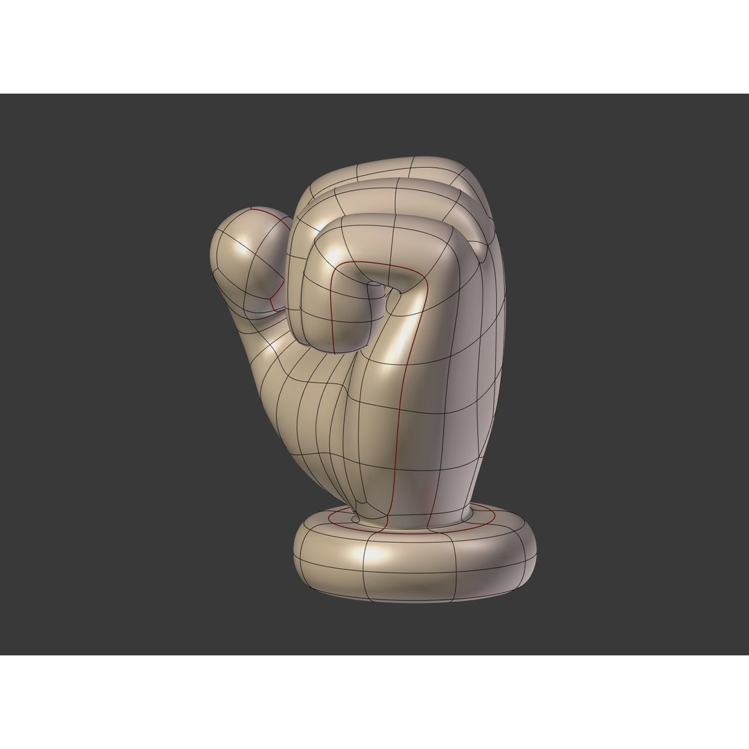 Cartoon Hand 3D Model – Low Poly Fist Icon with UV Mapping - View 20
