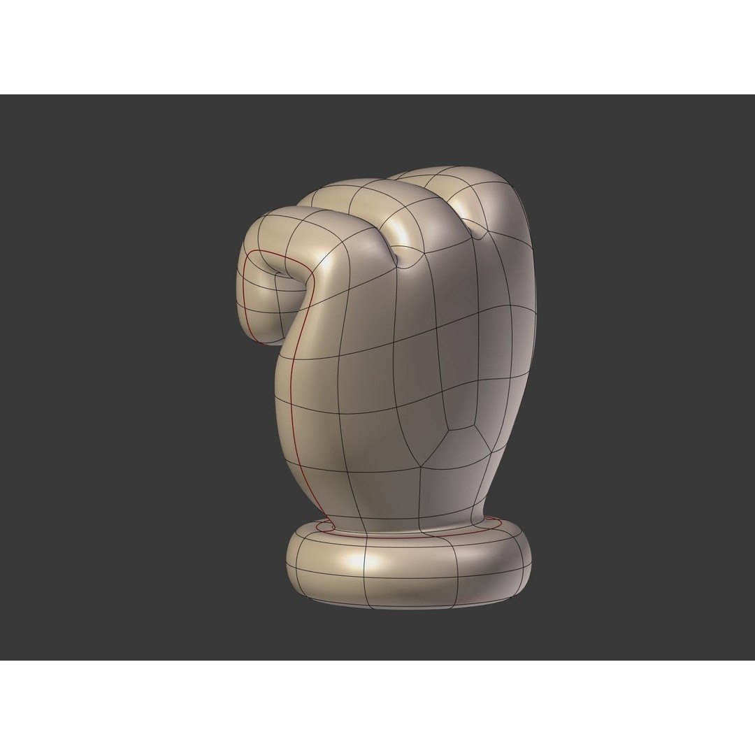 Cartoon Hand 3D Model – Low Poly Fist Icon with UV Mapping - View 22