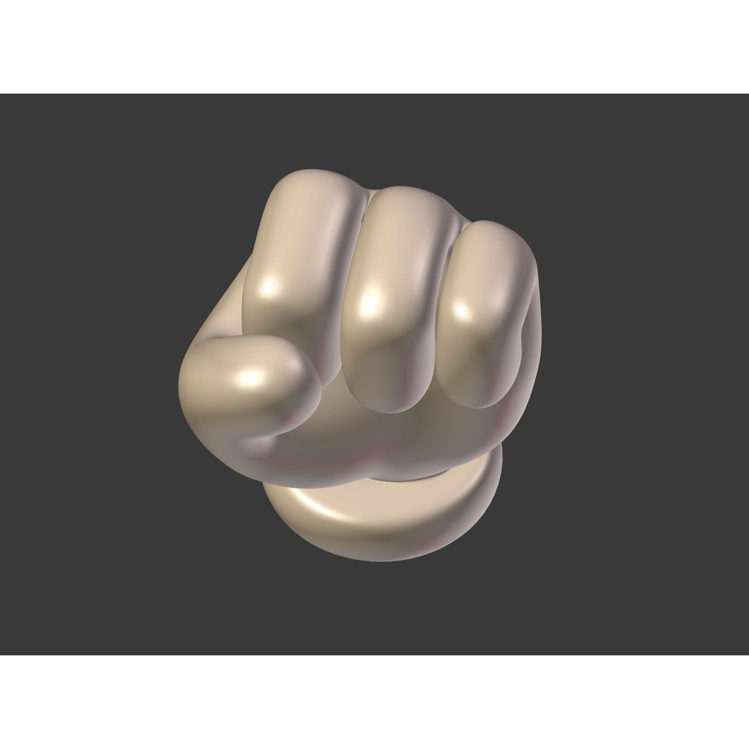 Cartoon Hand 3D Model – Low Poly Fist Icon with UV Mapping - View 23