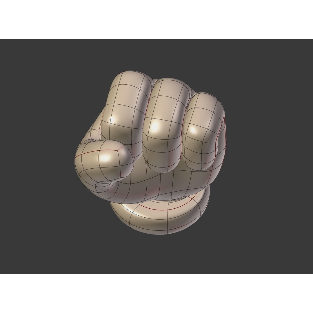 Cartoon Hand 3D Model – Low Poly Fist Icon with UV Mapping - View 24