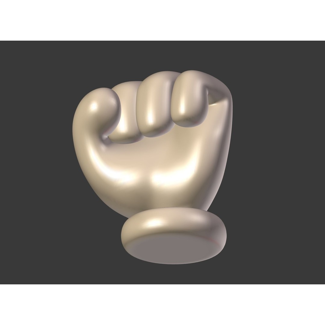 Cartoon Hand 3D Model – Low Poly Fist Icon with UV Mapping - View 25