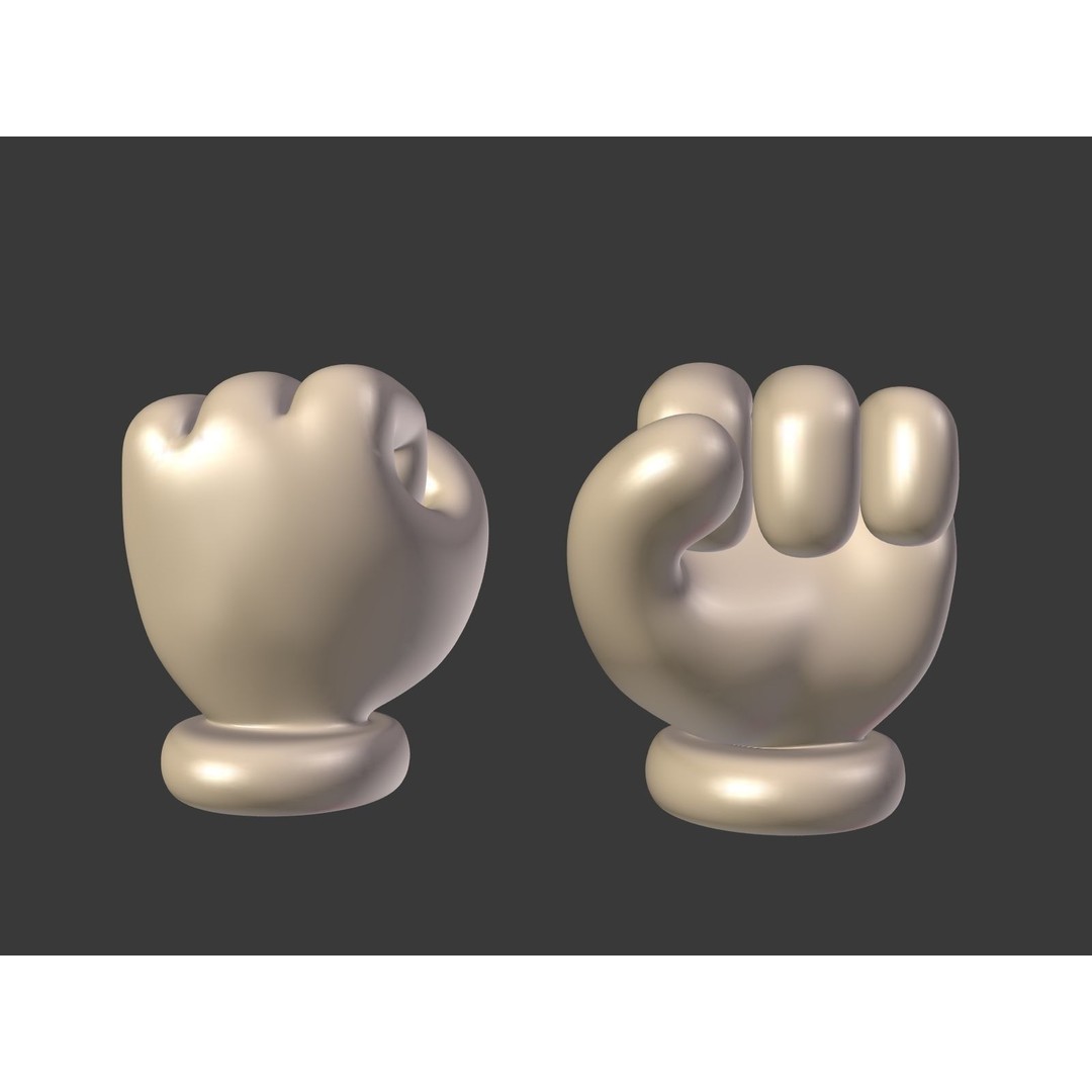 Cartoon Hand 3D Model – Low Poly Fist Icon with UV Mapping - View 3
