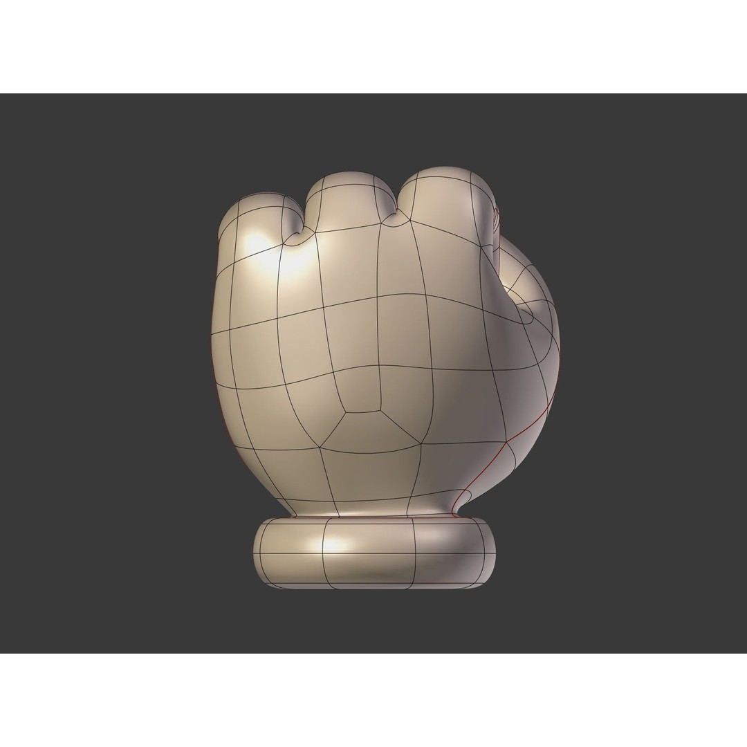 Cartoon Hand 3D Model – Low Poly Fist Icon with UV Mapping - View 7