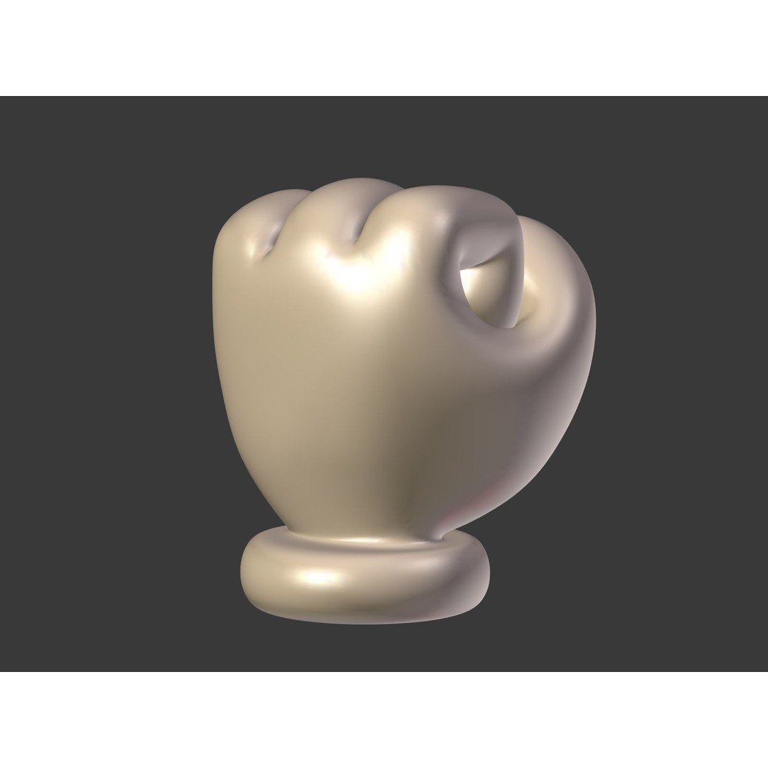 Cartoon Hand 3D Model – Low Poly Fist Icon with UV Mapping - View 8