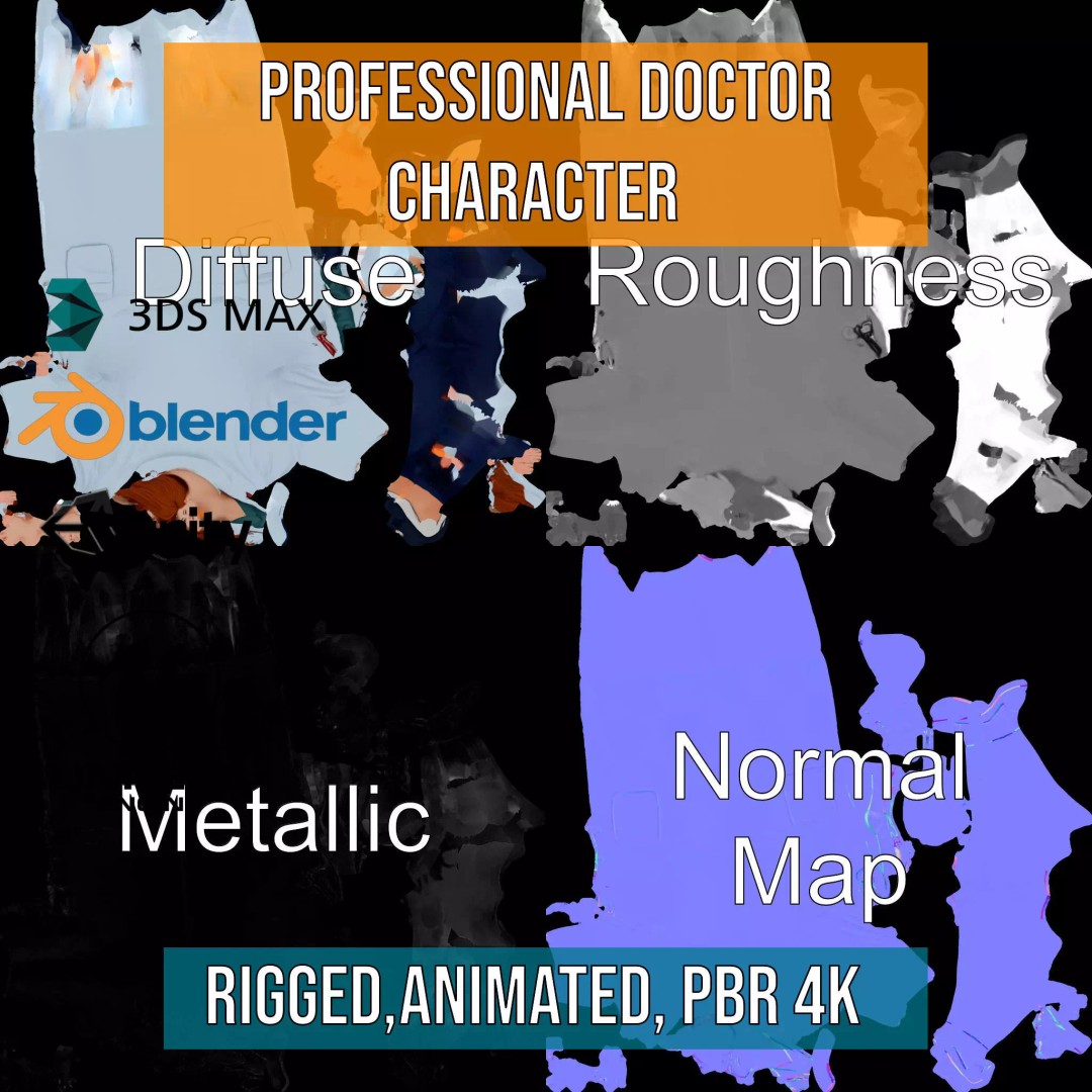 Doctor Character 3D Model – Low Poly Rigged Animation Asset, FBX - View 4