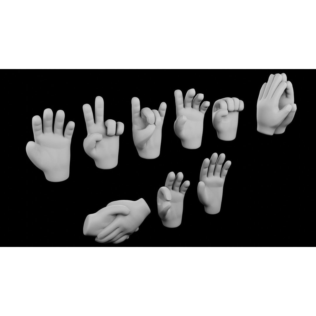 Cartoon Hands 3D Model – Low Poly Character Asset, Blender, FBX