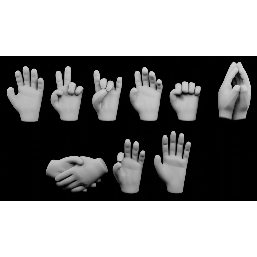 Cartoon Hands 3D Model – Low Poly Character Asset, Blender, FBX - View 2
