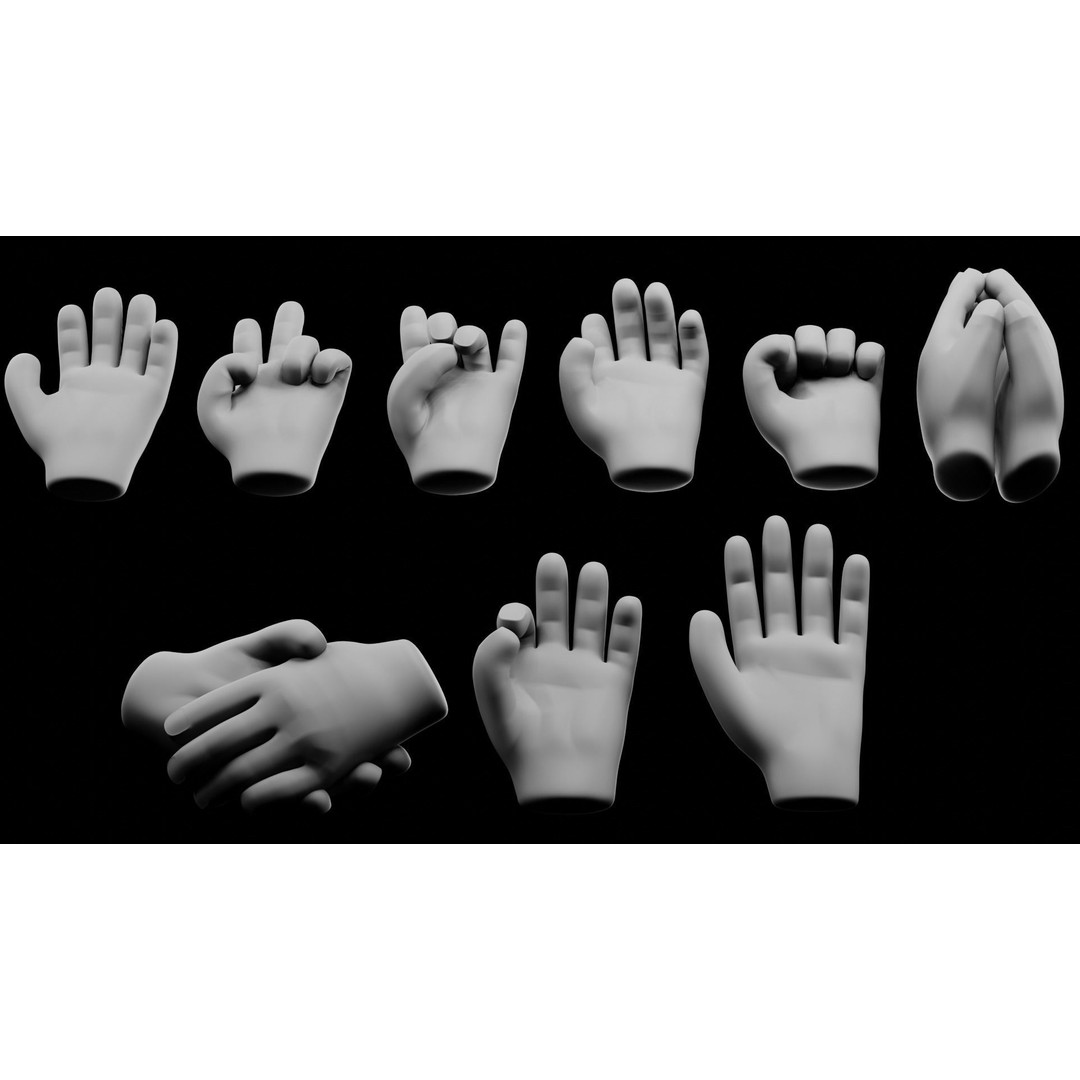 Cartoon Hands 3D Model – Low Poly Character Asset, Blender, FBX - View 3