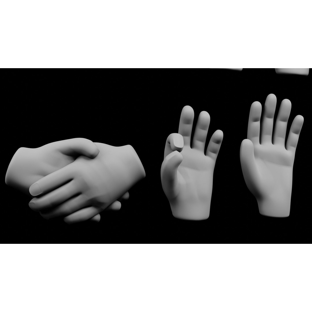 Cartoon Hands 3D Model – Low Poly Character Asset, Blender, FBX - View 7