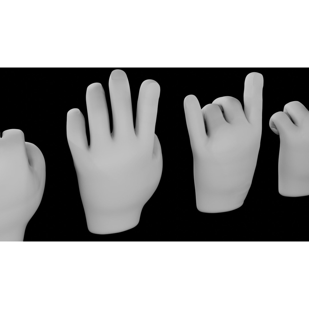 Cartoon Hands 3D Model – Low Poly Character Asset, Blender, FBX - View 9