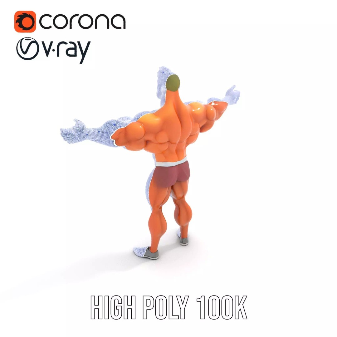 Muscular Character 3D Model – Low Poly Animated Game Asset, FBX