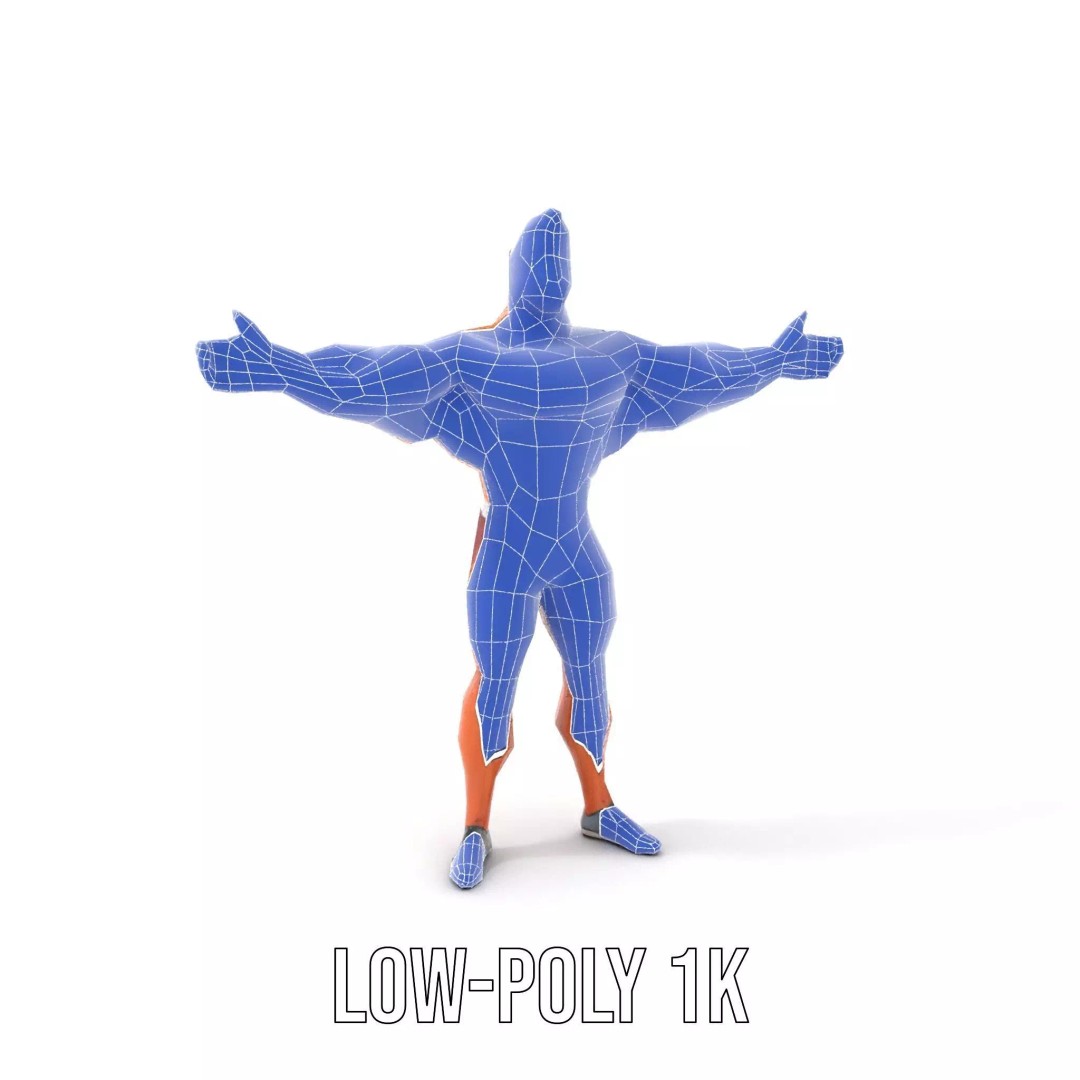 Muscular Character 3D Model – Low Poly Animated Game Asset, FBX - View 13