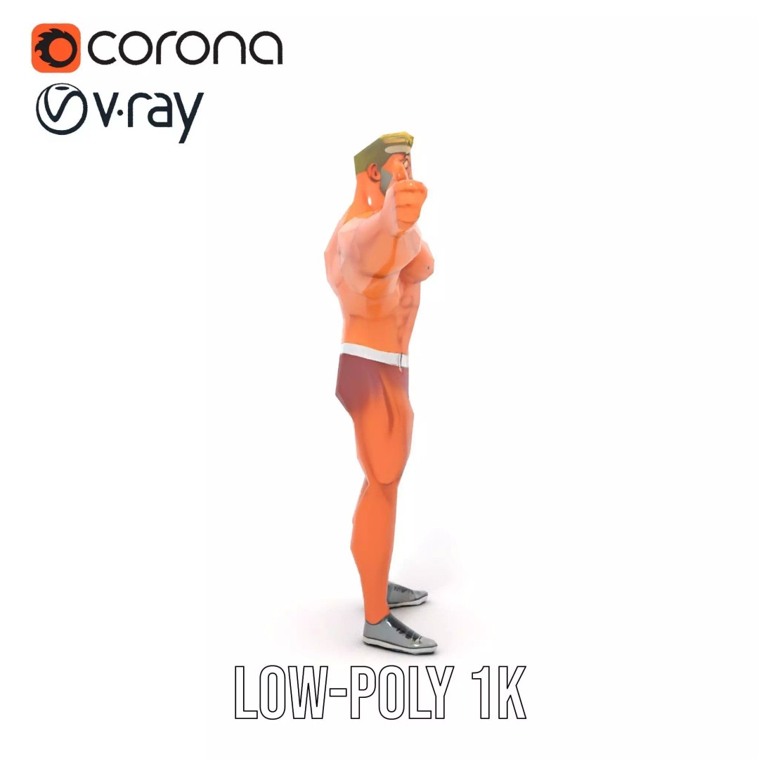 Muscular Character 3D Model – Low Poly Animated Game Asset, FBX - View 15
