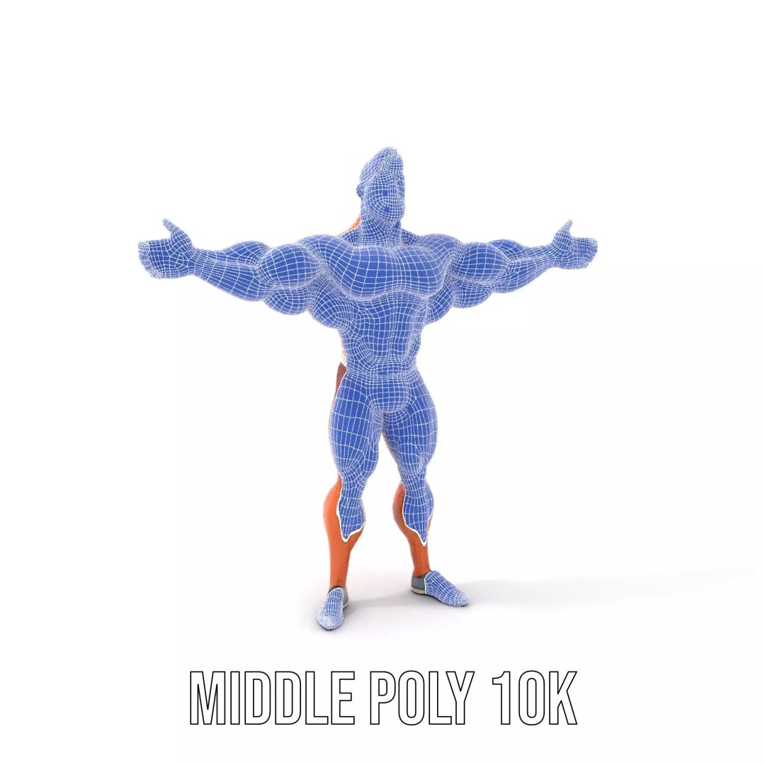 Muscular Character 3D Model – Low Poly Animated Game Asset, FBX - View 17