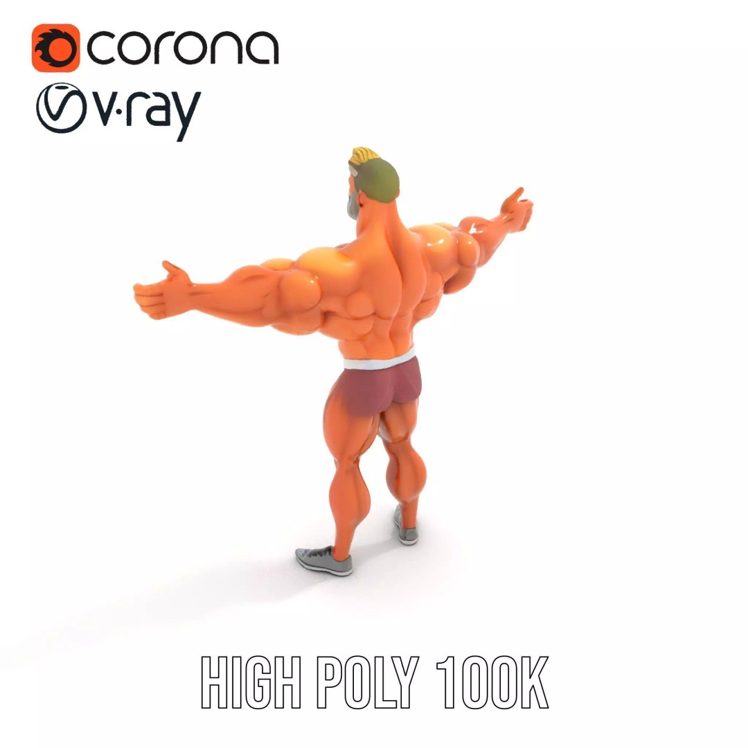 Muscular Character 3D Model – Low Poly Animated Game Asset, FBX - View 19