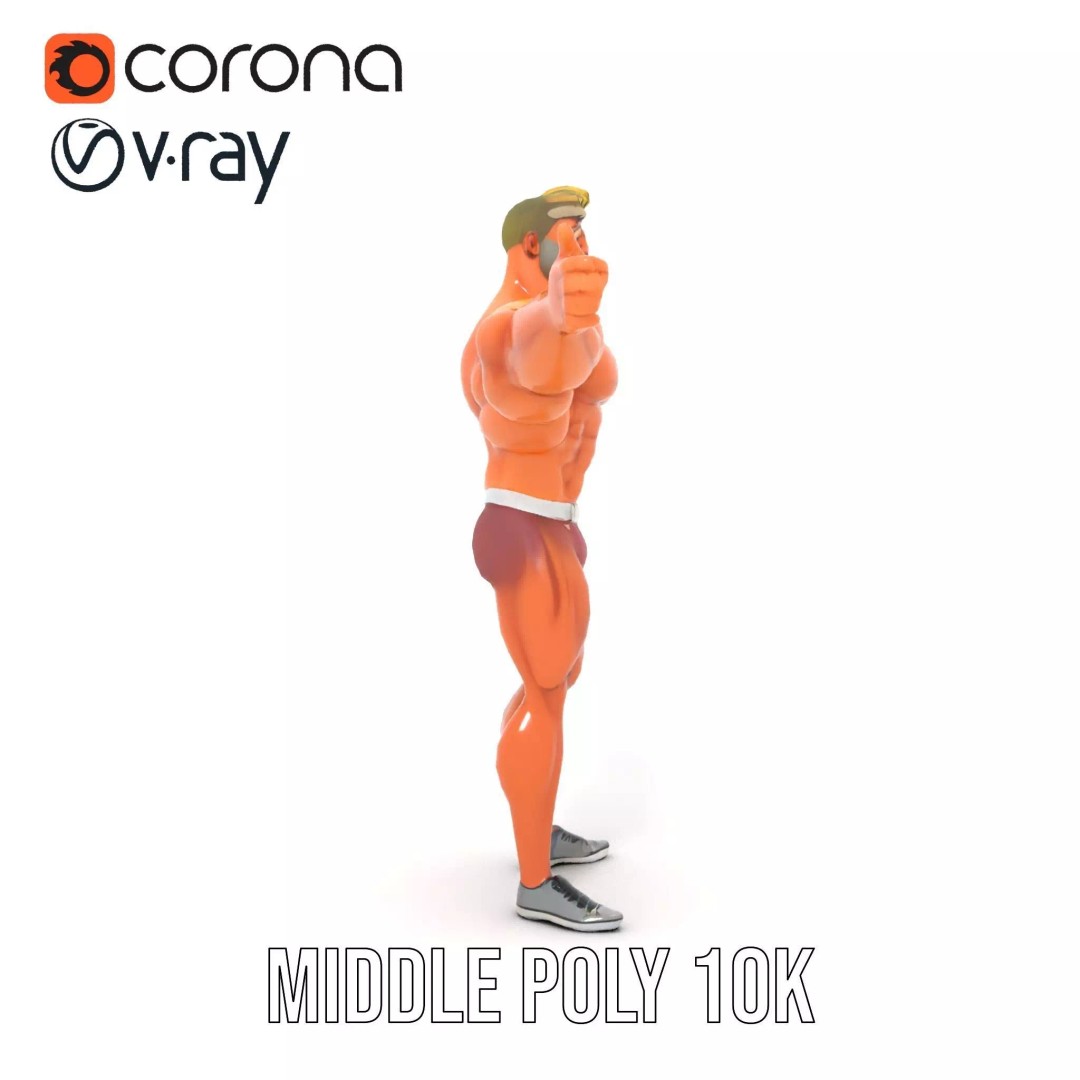 Muscular Character 3D Model – Low Poly Animated Game Asset, FBX - View 20