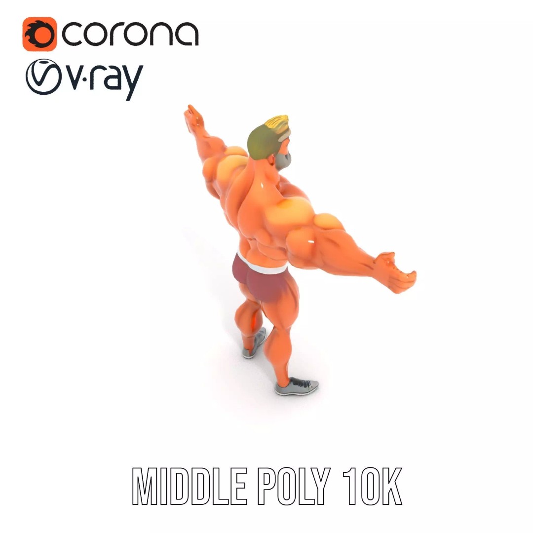 Muscular Character 3D Model – Low Poly Animated Game Asset, FBX - View 22