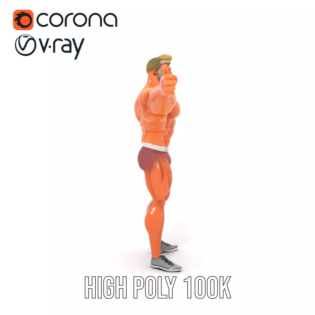 Muscular Character 3D Model – Low Poly Animated Game Asset, FBX - View 24