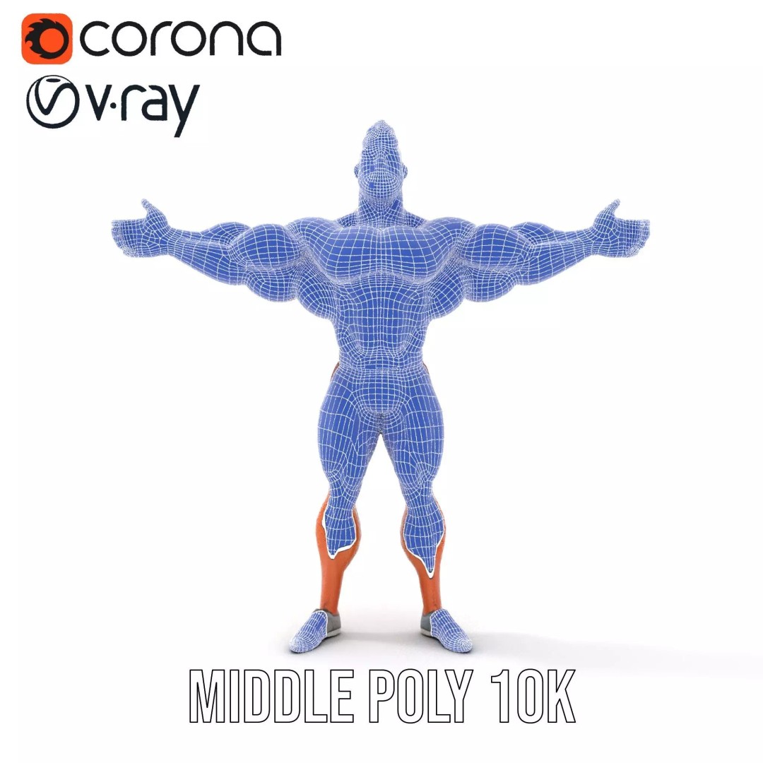 Muscular Character 3D Model – Low Poly Animated Game Asset, FBX - View 25