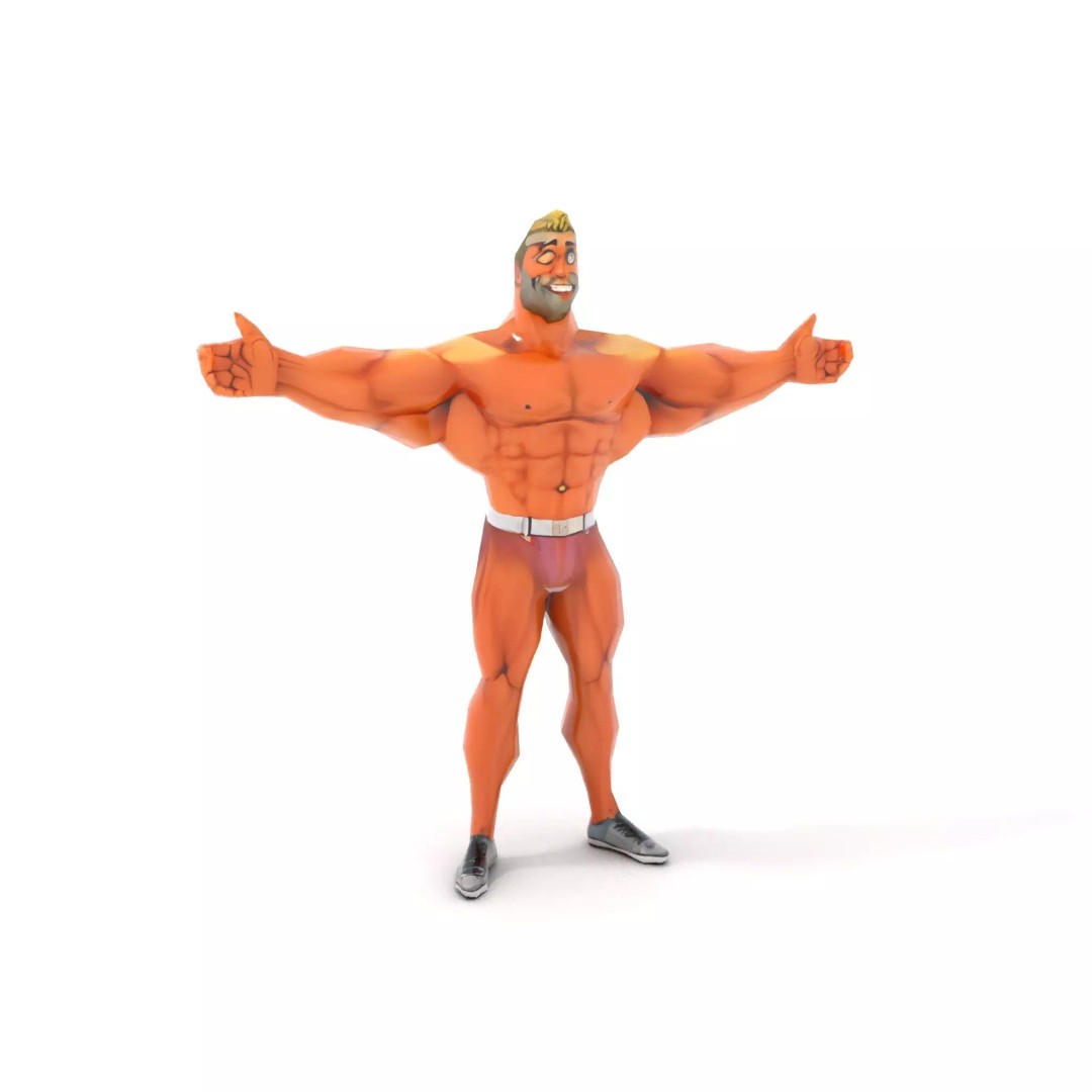 Muscular Character 3D Model – Low Poly Animated Game Asset, FBX - View 26