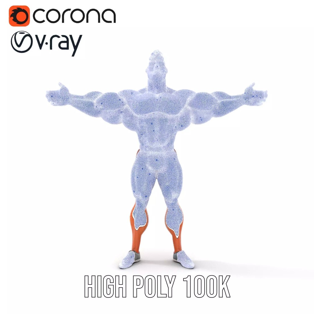 Muscular Character 3D Model – Low Poly Animated Game Asset, FBX - View 29