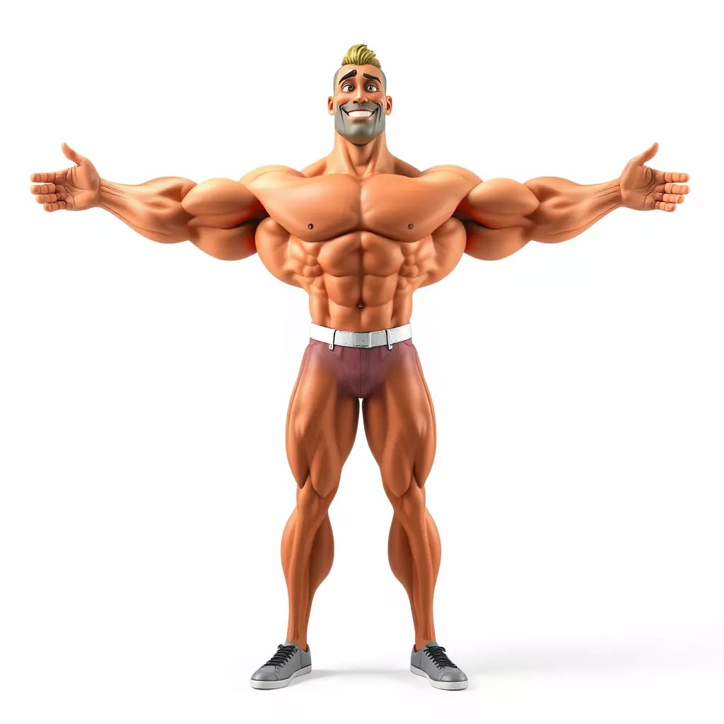 Muscular Character 3D Model – Low Poly Animated Game Asset, FBX - View 3