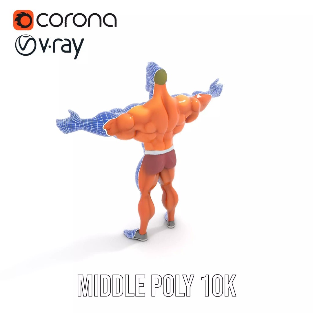 Muscular Character 3D Model – Low Poly Animated Game Asset, FBX - View 30